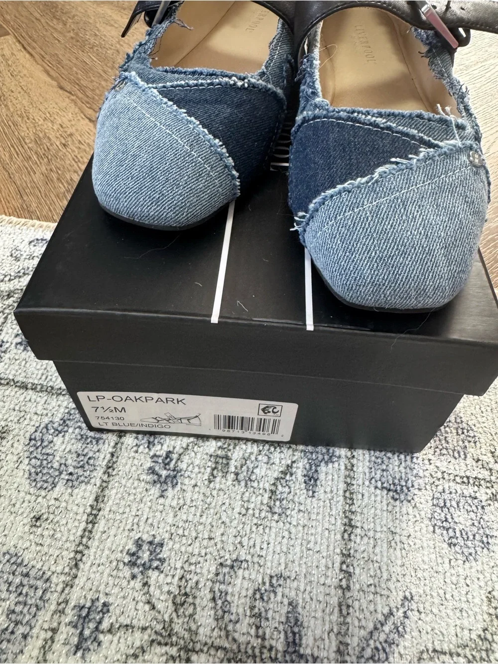 Liverpool Los Angles Patchwork Denim Maryjane Ballet Flats NIB - Picture 3 of 9